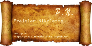 Preisler Nikoletta névjegykártya