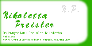 nikoletta preisler business card